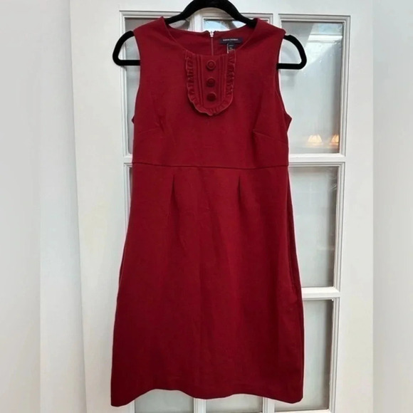 Vintage Banana Republic Sleeveless Burgundy Knit Sheath Dress Pockets Size 6 S - Picture 1 of 10